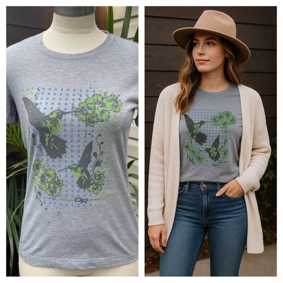 Outdoor Research Graphic Tee | Hummingbird Floral | Size Small - Picture 1 of 9